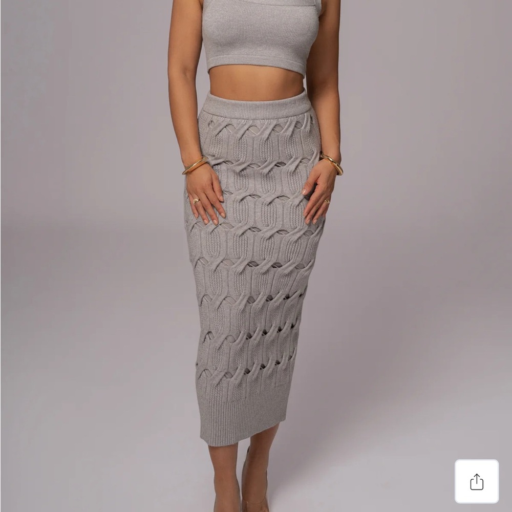JLUXE Label HEATHER GREY MORGAN KNIT MAXI SKIRT
